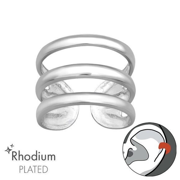 Rhodium Triple Band Ear Cuff​ - Picture 1 of 1
